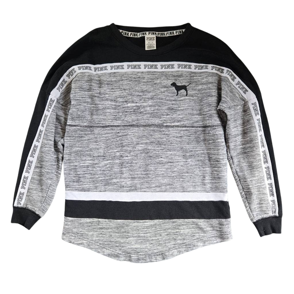 Victoria's Secret Black and Gray Crewneck Sweatshirt Womens Size XS